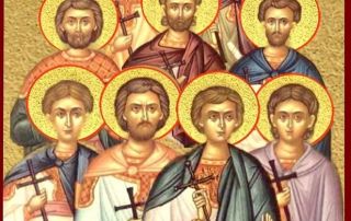 9 dëshmorët në Kizikë (Theogni etj.). Oshënar Memnoni, çudibërës. Dëshmor Polioni. 9 dëshmorët në Kizikë (Theogni etj.). Oshënar Memnoni, çudibërës. Dëshmor Polioni.