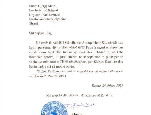 Kisha Orthodhokse shpreh solidaritet dhe uron shërim të shpejtë për Papa Françeskun