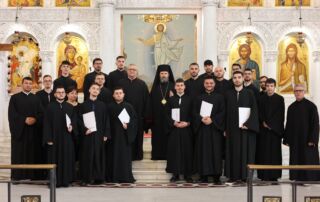 Ceremonia e diplomimit të dy brezave (2021–2023) dhe (2022–2024) të Shkollës së Muzikës Bizantine, mbajtur në Katedralen “Ngjallja e Krishtit” në Tiranë, 18 Maj 2025