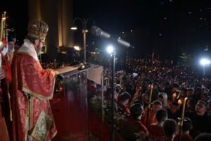 Shërbesa madhështore e së Dielës së Madhe të Shenjtë të Pashkës, Ngjalljes së Jisu Krishtit, e drejtuar nga Fortlumturia e Tij, Joani, Kryepiskop i Tiranës, Durrësit dhe i Gjithë Shqipërisë. 12 Prill 2026