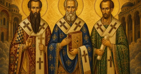 Tre Hierarkët: Vasili i Madh, Grigor Theologu, Joan Gojarti