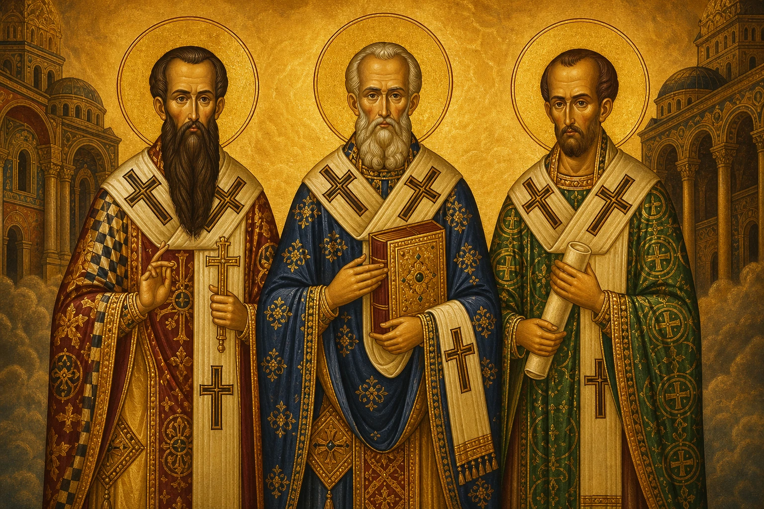 Tre Hierarkët: Vasili i Madh, Grigor Theologu, Joan Gojarti