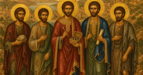 Anargjendët Kozma e Damian, arabë, dhe tre vëllezërit e tyre dëshmorë: Leonti, Anthimi dhe Efprepi (Eftropi)