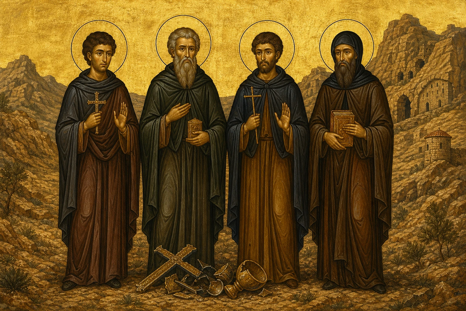 Οι Οσιομάρτυρες Σίος, Δαβίδ, Γαβριήλ και Παύλος στην έρημο του Νταβίντ-Γκαρέτζι