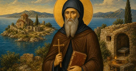 Όσιος Γρηγόριος ο Μυστριώτης στη Στρογγυλή των Λιχάδων