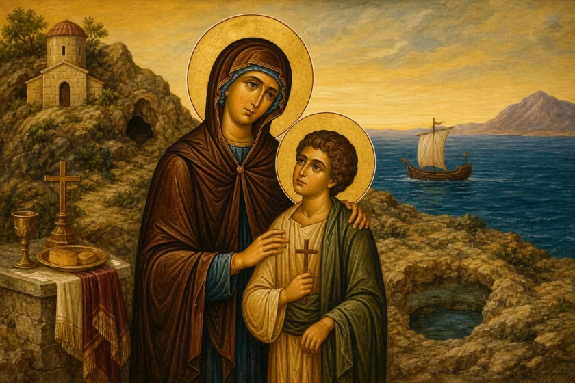 Oshënare Anna dhe djali i saj Joani në ishullin e Adriatikut