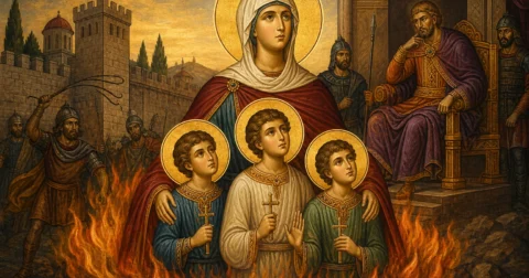 Shën Theodoti dhe tre fëmijët e saj në Bitini
