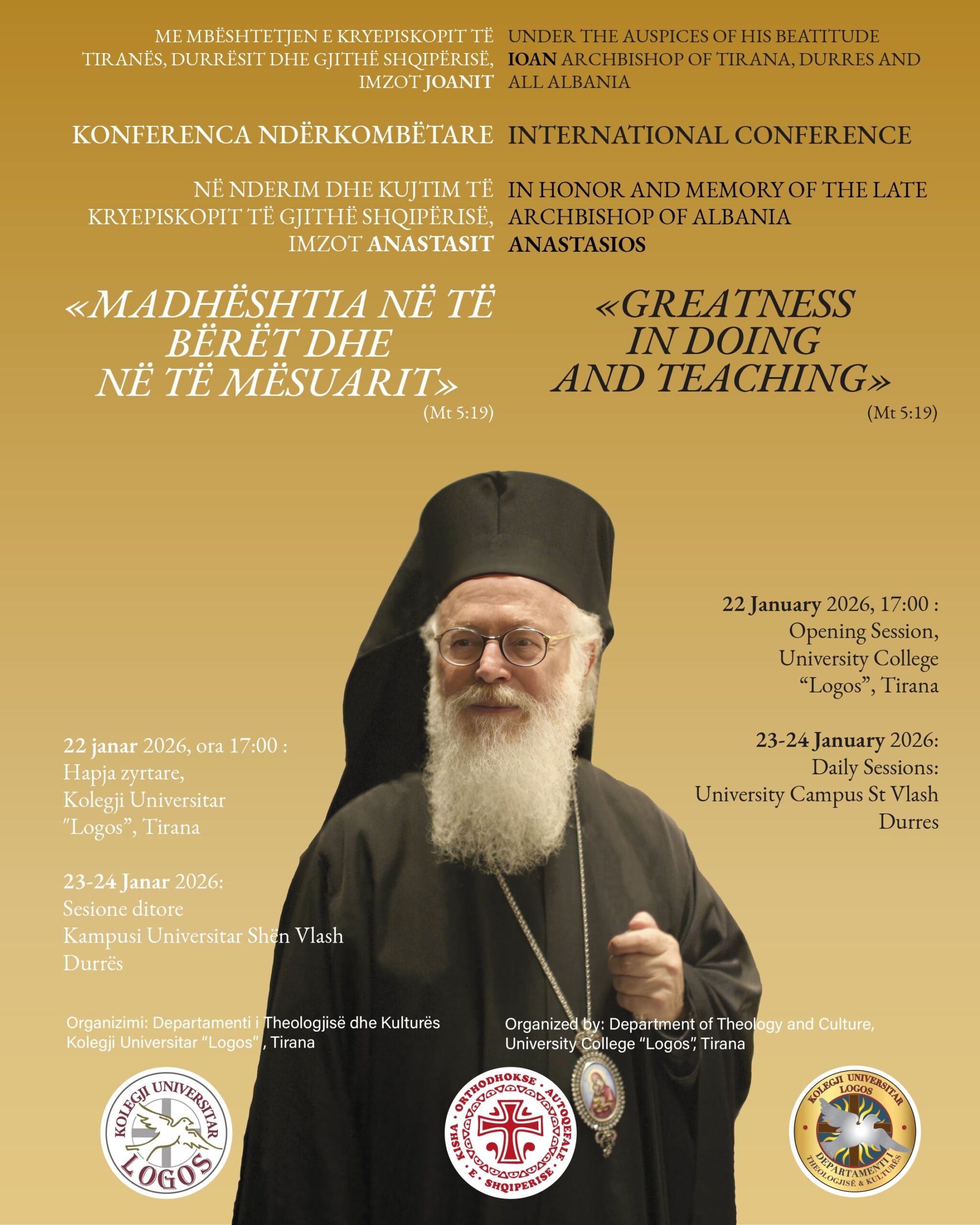 Konferencë Ndërkombëtare në kujtim të Kryepiskopit Anastas: “Madhështia në të bërët dhe në të mësuarit”